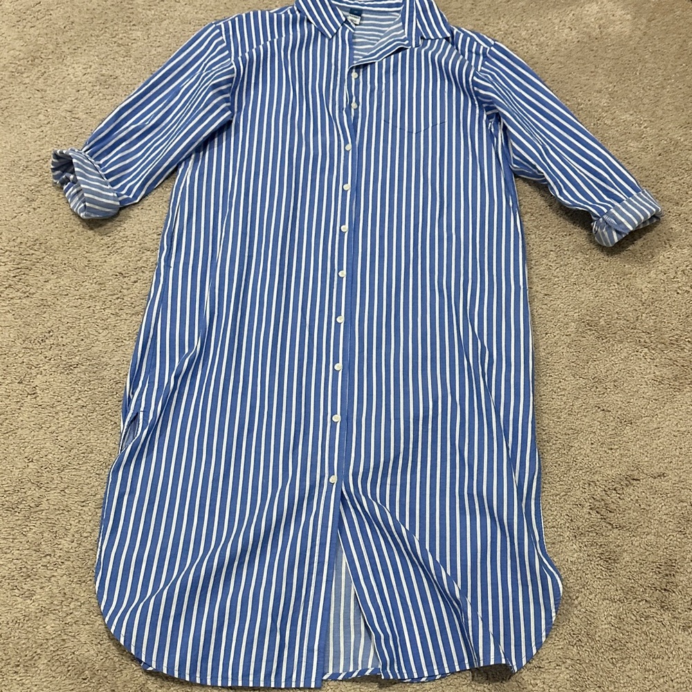Old Navy Blue and White Striped Shirt Dress